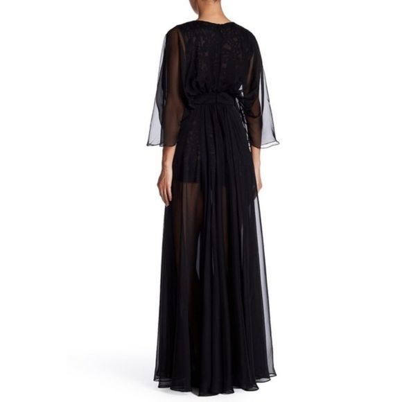 Lotus Threads Chiffon Maxi Overlay Lace Romper - Picture 4 of 8